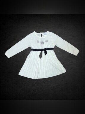 ⭐L) Sophie Rose White Knit Sweater Dress | Size 24 Months